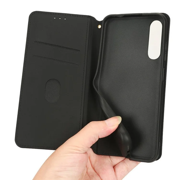 Custodia Per Telefono-shock Per HTC Desire 22 Pro 5G, Supporto Per Chiusura Automatica Magnetica Exprinted Rhombus Pattern Anti-drop Wallet Cover PU Leather Shelch Pelle Shell - Marrone