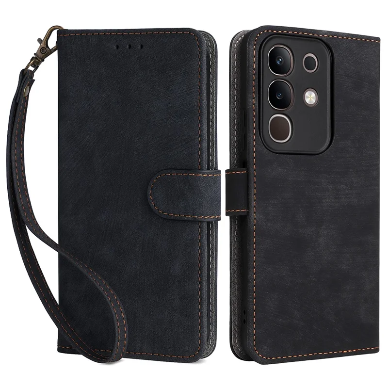 For vivo Y29 4G / T4x 5G Case Wallet RFID Blocking PU Leather Cover Viewing Stand - Black