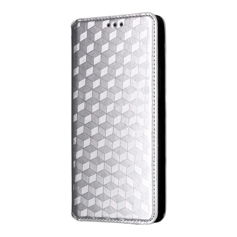 For vivo Y29 4G / T4x 5G Case Wallet Rhombus Imprinted Leather Phone Cover - Silver