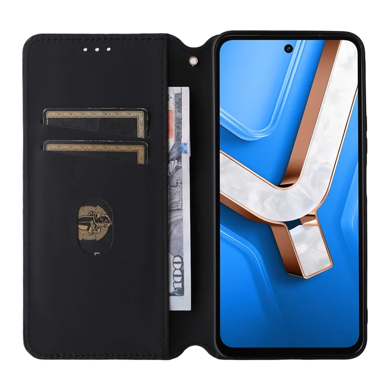 For vivo Y29 4G / T4x 5G Case Wallet Rhombus Imprinted Leather Phone Cover - Silver
