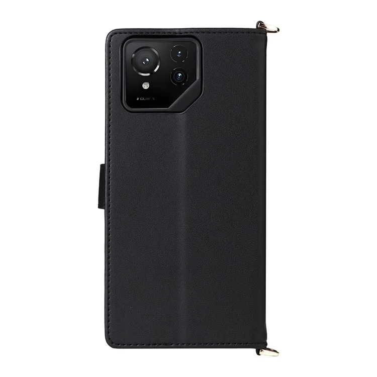 Funda de cuero para Asus ROG Phone 9 5G / Phone 9 Pro 5G con correa para el hombro y cartera - Negro