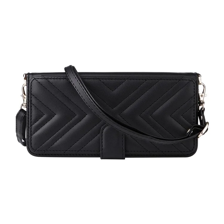 Funda de cuero para Asus ROG Phone 9 5G / Phone 9 Pro 5G con correa para el hombro y cartera - Negro