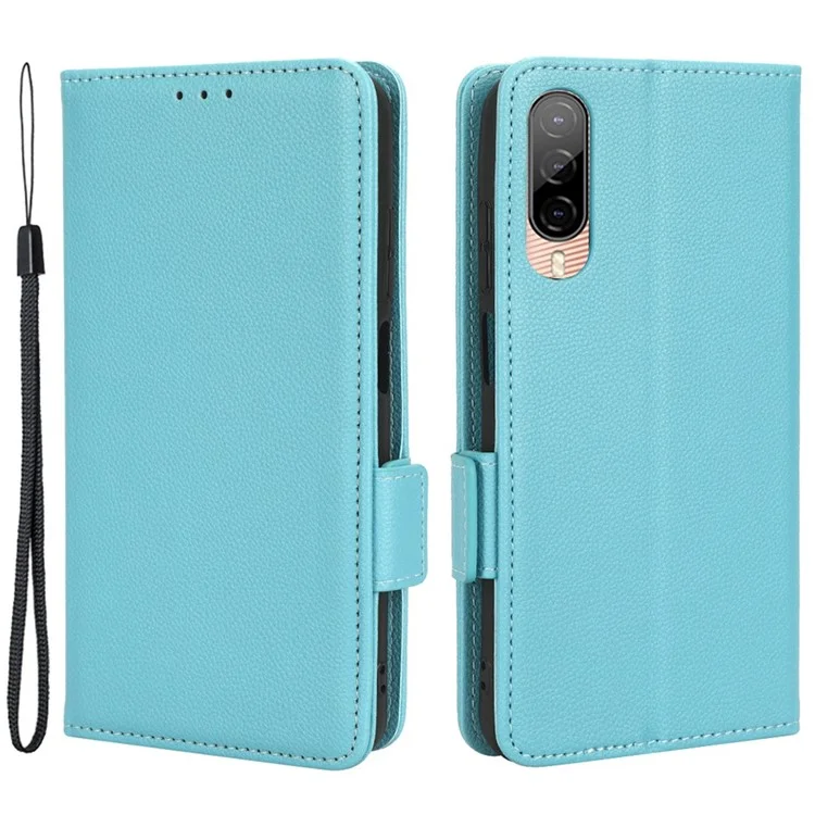 Cell Phone Case For HTC Desire 22 Pro 5G, Litchi Texture Stand Wallet Phone Cover PU Leather Dual Magnetic Clasp Shell - Baby Blue