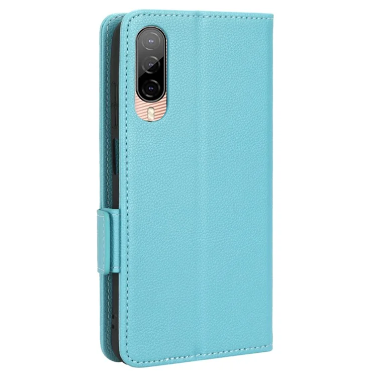 Cell Phone Case For HTC Desire 22 Pro 5G, Litchi Texture Stand Wallet Phone Cover PU Leather Dual Magnetic Clasp Shell - Baby Blue