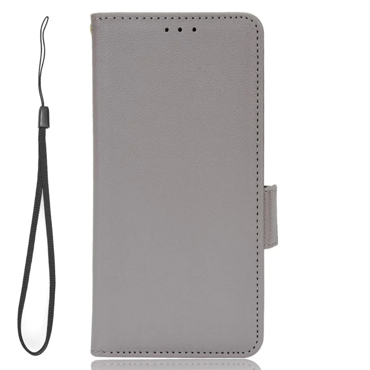 Cell Phone Case For HTC Desire 22 Pro 5G, Litchi Texture Stand Wallet Phone Cover PU Leather Dual Magnetic Clasp Shell - Grey