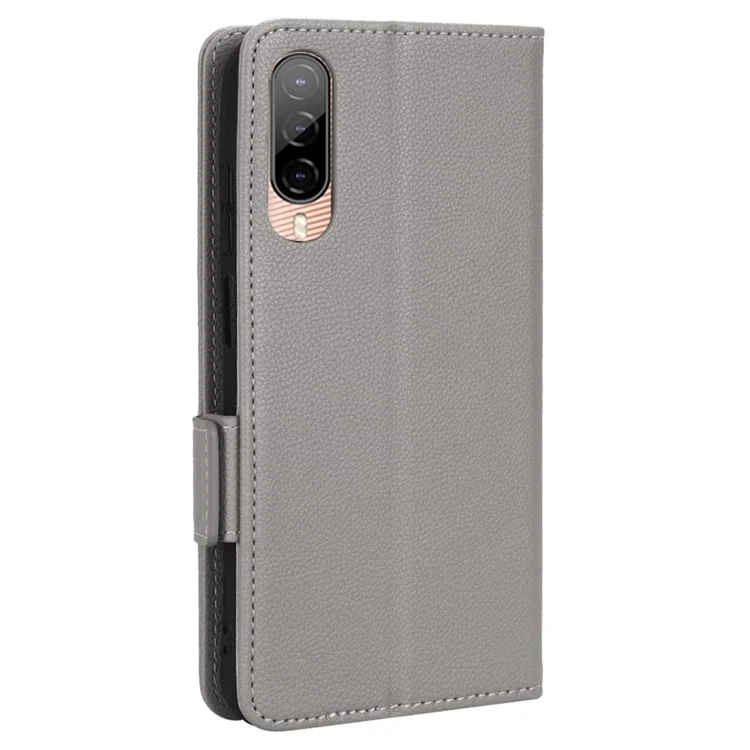 Cell Phone Case For HTC Desire 22 Pro 5G, Litchi Texture Stand Wallet Phone Cover PU Leather Dual Magnetic Clasp Shell - Grey
