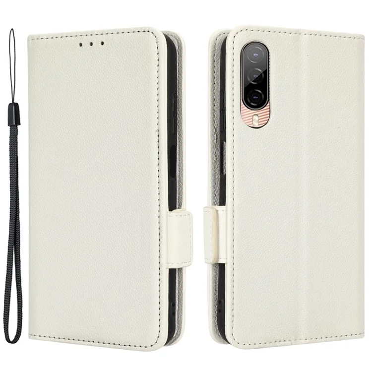 Cell Phone Case For HTC Desire 22 Pro 5G, Litchi Texture Stand Wallet Phone Cover PU Leather Dual Magnetic Clasp Shell - White