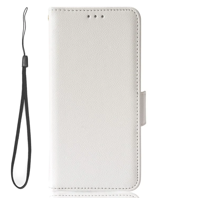 Cell Phone Case For HTC Desire 22 Pro 5G, Litchi Texture Stand Wallet Phone Cover PU Leather Dual Magnetic Clasp Shell - White