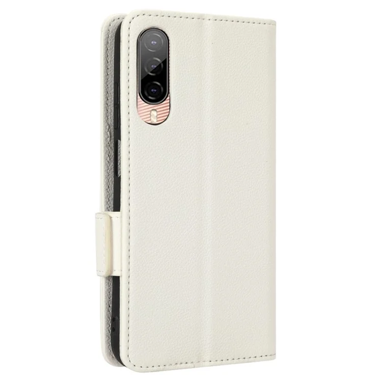 Cell Phone Case For HTC Desire 22 Pro 5G, Litchi Texture Stand Wallet Phone Cover PU Leather Dual Magnetic Clasp Shell - White