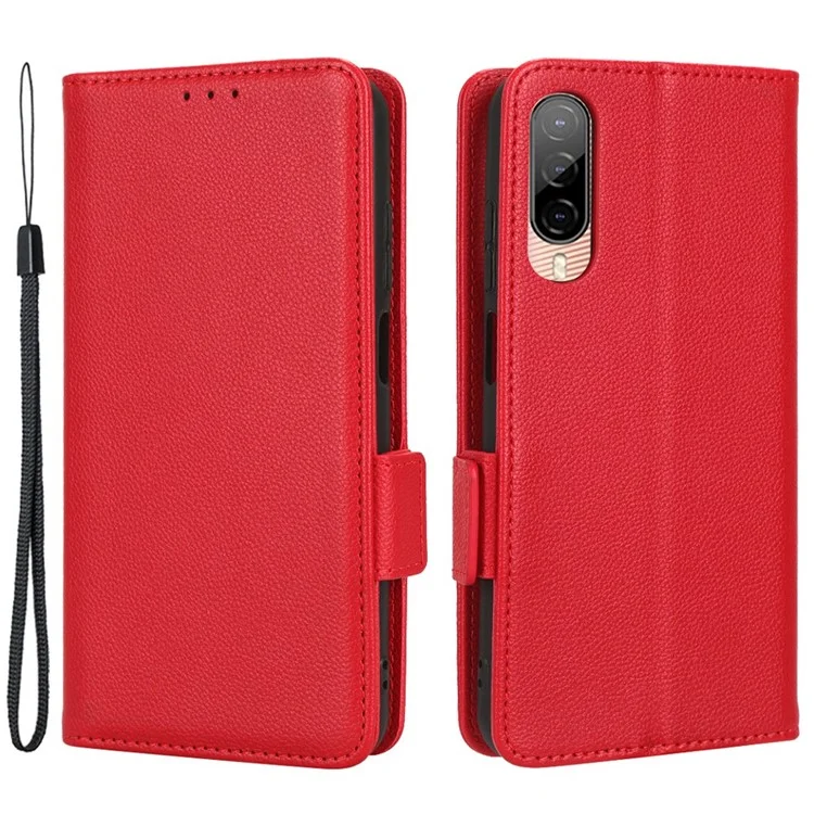 Cell Phone Case For HTC Desire 22 Pro 5G, Litchi Texture Stand Wallet Phone Cover PU Leather Dual Magnetic Clasp Shell - Red