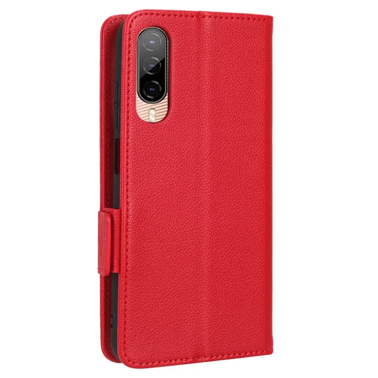 Cell Phone Case For HTC Desire 22 Pro 5G, Litchi Texture Stand Wallet Phone Cover PU Leather Dual Magnetic Clasp Shell - Red