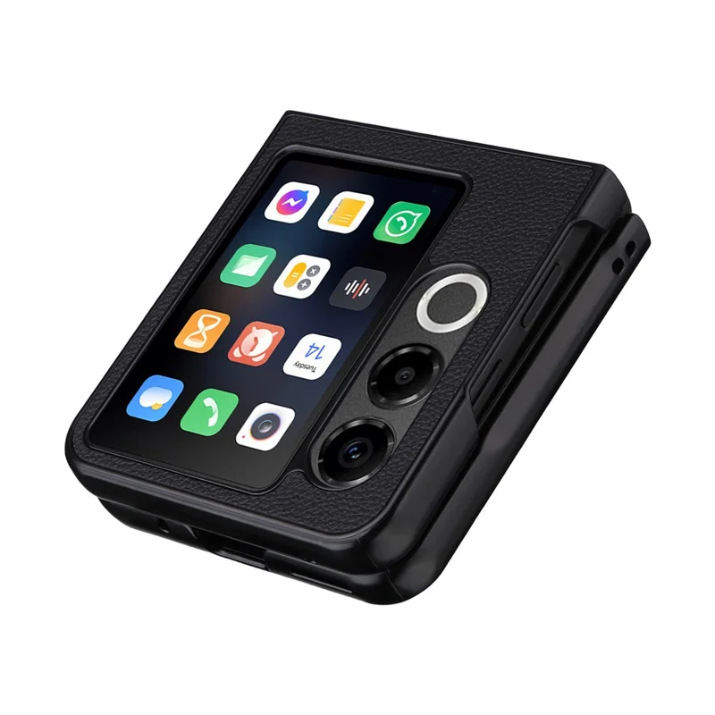 For ZTE nubia Flip2 5G Case Litchi Texture Leather + Hard PC Phone Cover - Black