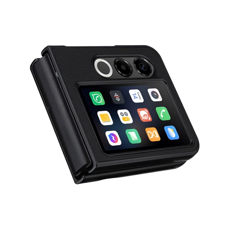 For ZTE nubia Flip2 5G Case Litchi Texture Leather + Hard PC Phone Cover - Black