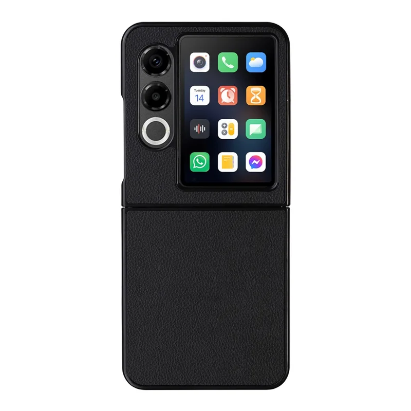 For ZTE nubia Flip2 5G Case Litchi Texture Leather + Hard PC Phone Cover - Black