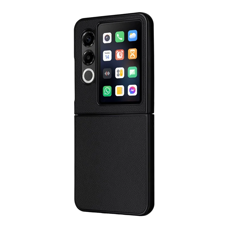 For ZTE nubia Flip2 5G Case Litchi Texture Leather + Hard PC Phone Cover - Black