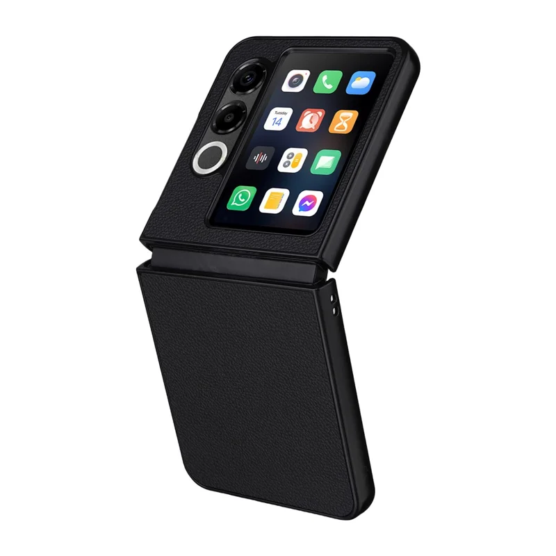 For ZTE nubia Flip2 5G Case Litchi Texture Leather + Hard PC Phone Cover - Black