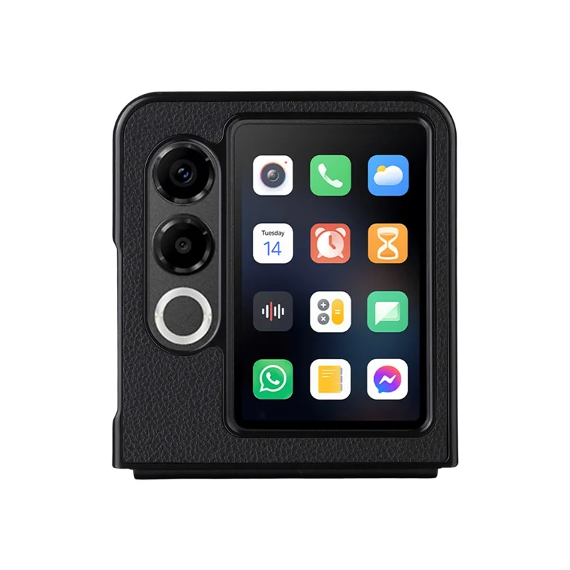 For ZTE nubia Flip2 5G Case Litchi Texture Leather + Hard PC Phone Cover - Black