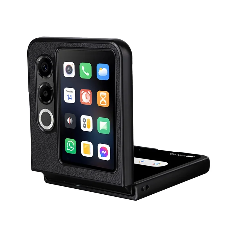 For ZTE nubia Flip2 5G Case Litchi Texture Leather + Hard PC Phone Cover - Black