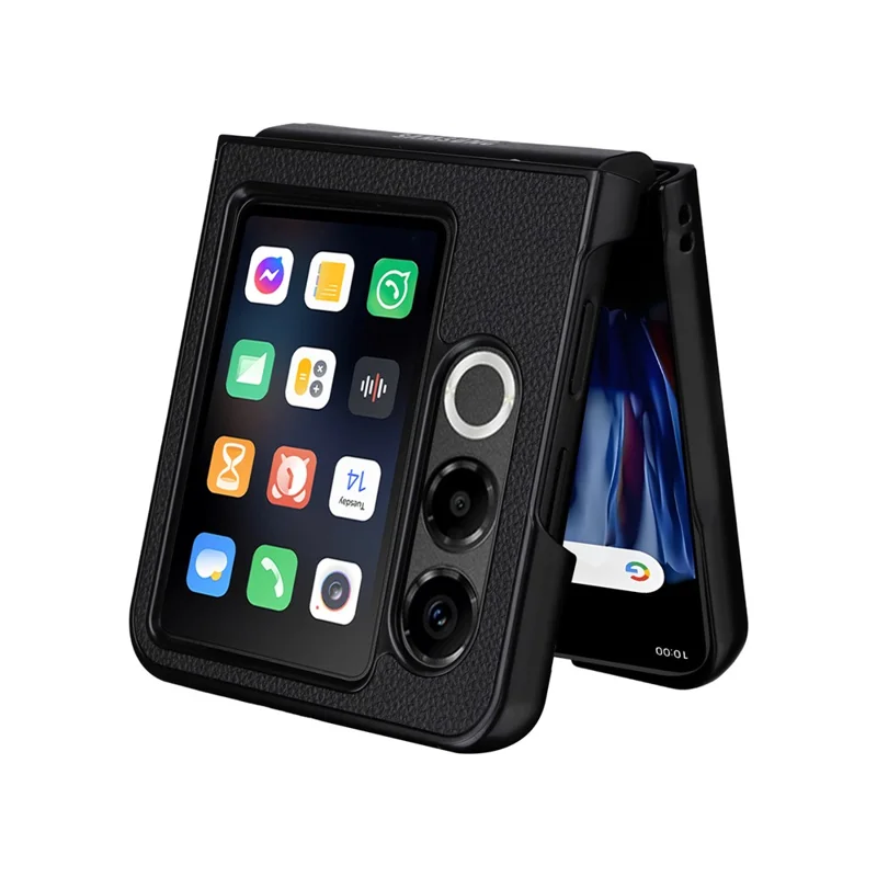 For ZTE nubia Flip2 5G Case Litchi Texture Leather + Hard PC Phone Cover - Black
