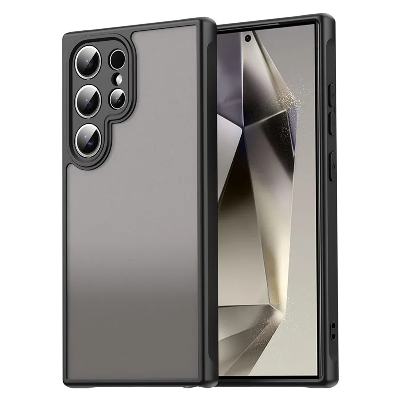 For Samsung Galaxy S24 Ultra Case Drop Proof Airbags Frosted Translucent PC + TPU Phone Back Cover - Black