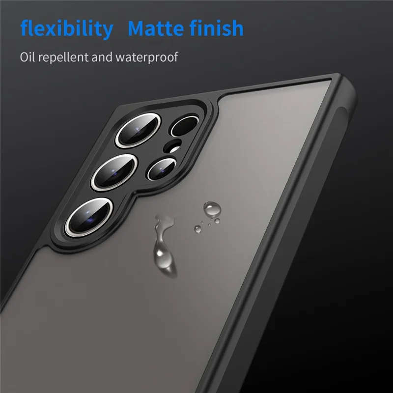 For Samsung Galaxy S24 Ultra Case Drop Proof Airbags Frosted Translucent PC + TPU Phone Back Cover - Black
