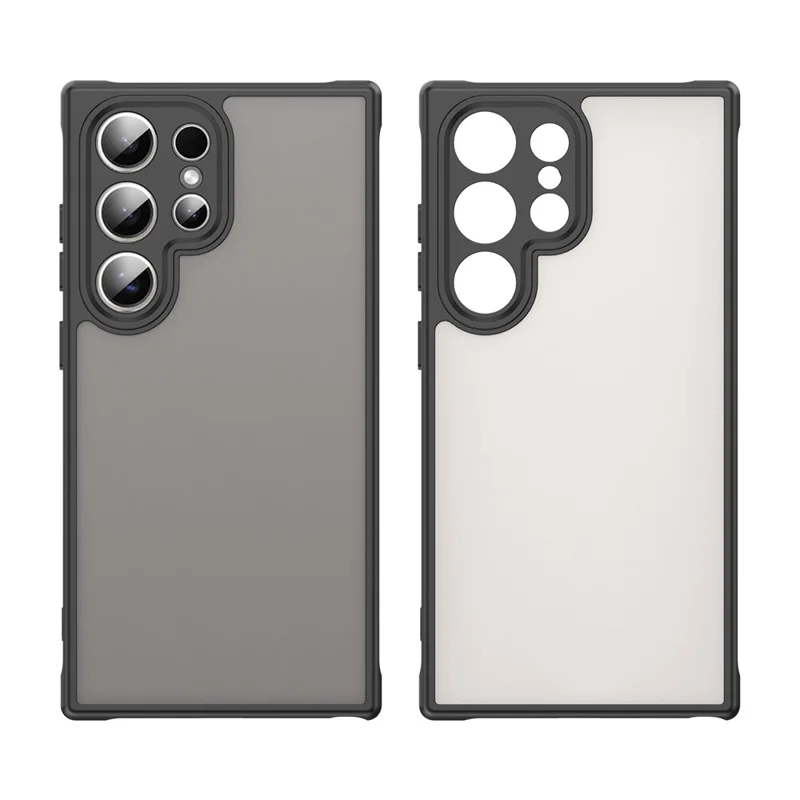 For Samsung Galaxy S24 Ultra Case Drop Proof Airbags Frosted Translucent PC + TPU Phone Back Cover - Black