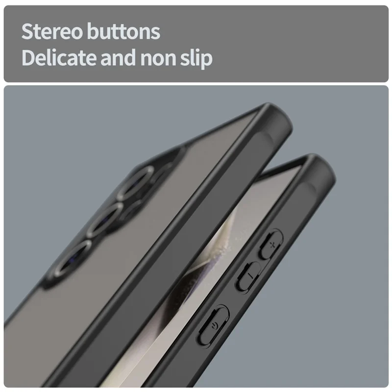 For Samsung Galaxy S24 Ultra Case Drop Proof Airbags Frosted Translucent PC + TPU Phone Back Cover - Black