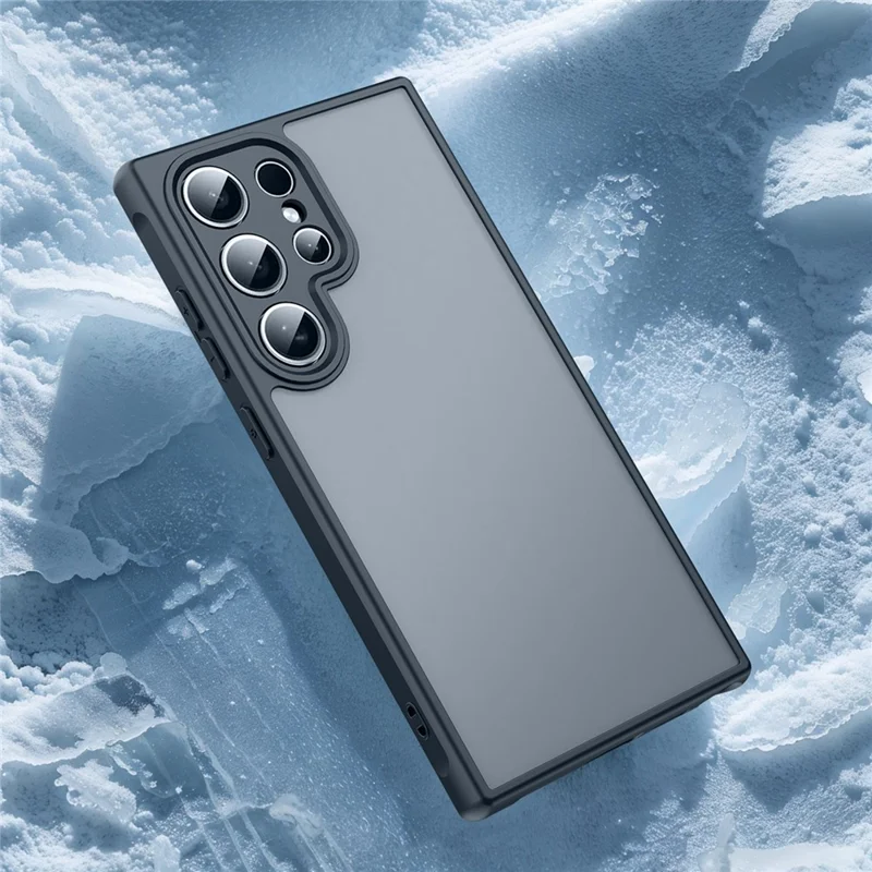 For Samsung Galaxy S24 Ultra Case Drop Proof Airbags Frosted Translucent PC + TPU Phone Back Cover - Black