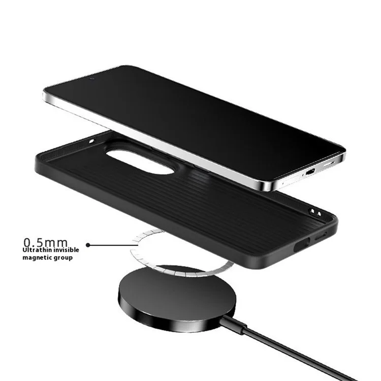 ABEEL для Samsung Galaxy S25 Edge Чехол, совместимый с MagSafe, с текстурой углеродного волокна - Черный