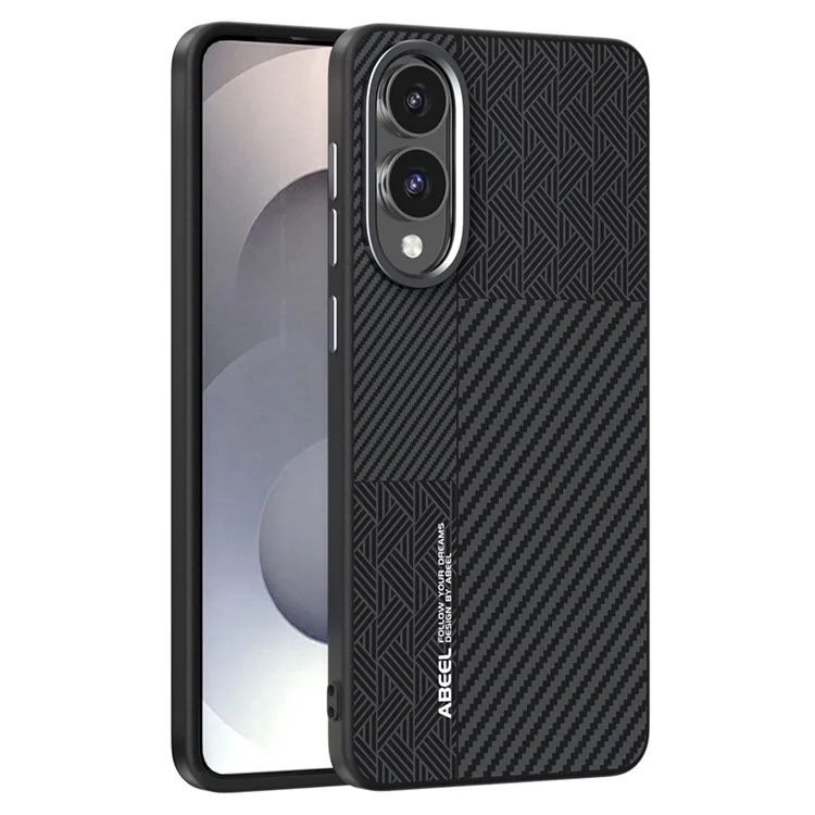 Чехол ABEEL для Samsung Galaxy S25 Edge из поликарбоната + TPU + алюминиевого сплава + искусственной кожи, совместимый с MagSafe - Текстура 1