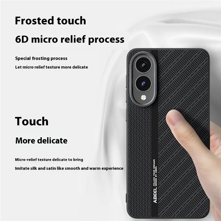 Чехол ABEEL для Samsung Galaxy S25 Edge из поликарбоната + TPU + алюминиевого сплава + искусственной кожи, совместимый с MagSafe - Текстура 1