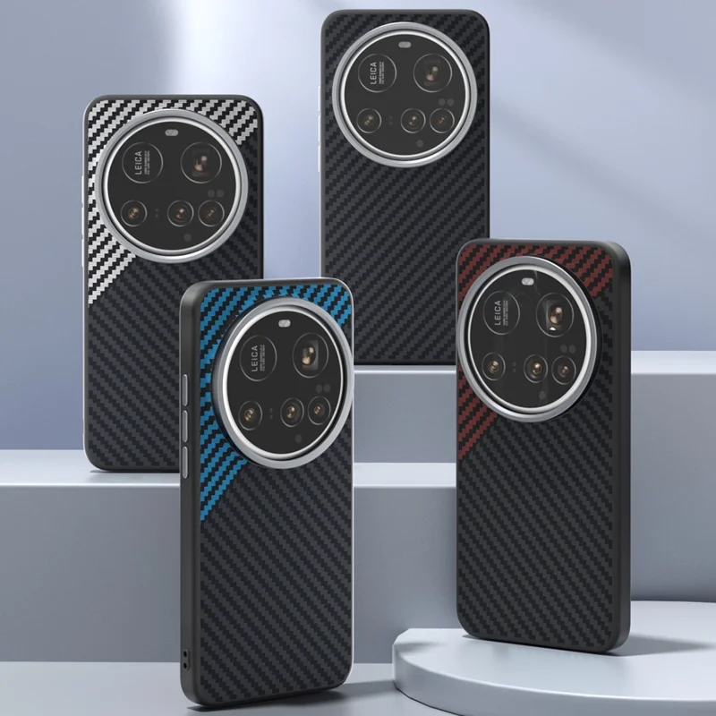 ABEEL For Xiaomi 15 Ultra Magnetic Case Carbon Fiber Texture Back Cover - Black  /  Blue