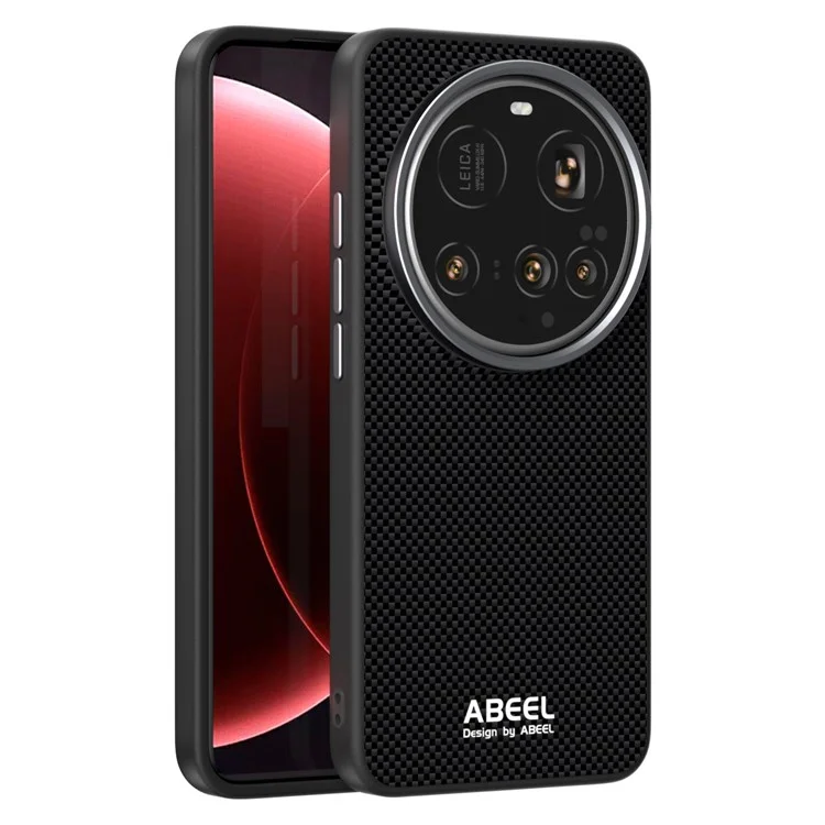 ABEEL для Xiaomi 15 Ultra Чехол, совместимый с MagSafe, с печатным ПК, TPU, алюминиевым сплавом и кожаной отделкой - Черный