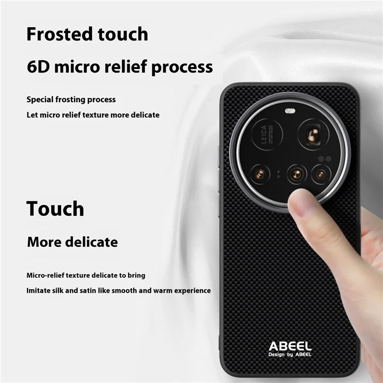 ABEEL для Xiaomi 15 Ultra Чехол, совместимый с MagSafe, с печатным ПК, TPU, алюминиевым сплавом и кожаной отделкой - Черный