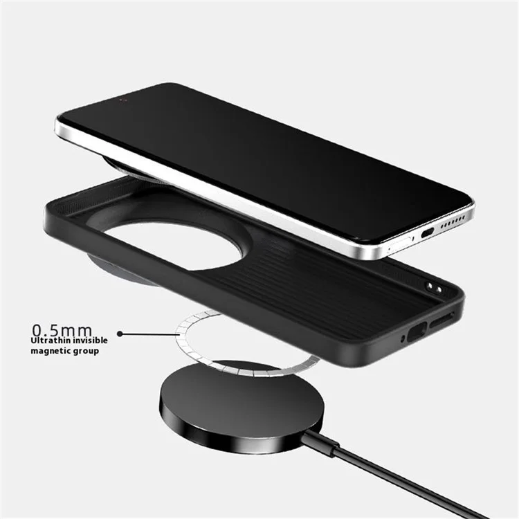 ABEEL для Xiaomi 15 Ultra Чехол, совместимый с MagSafe, с печатным ПК, TPU, алюминиевым сплавом и кожаной отделкой - Черный