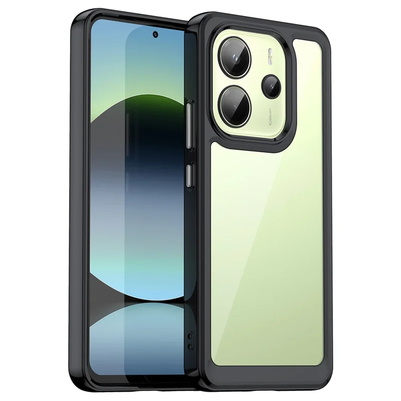 For Xiaomi Redmi Note 14 4G (164.84mm) Case TPU + Acrylic Protective Clear Phone Cover - Black