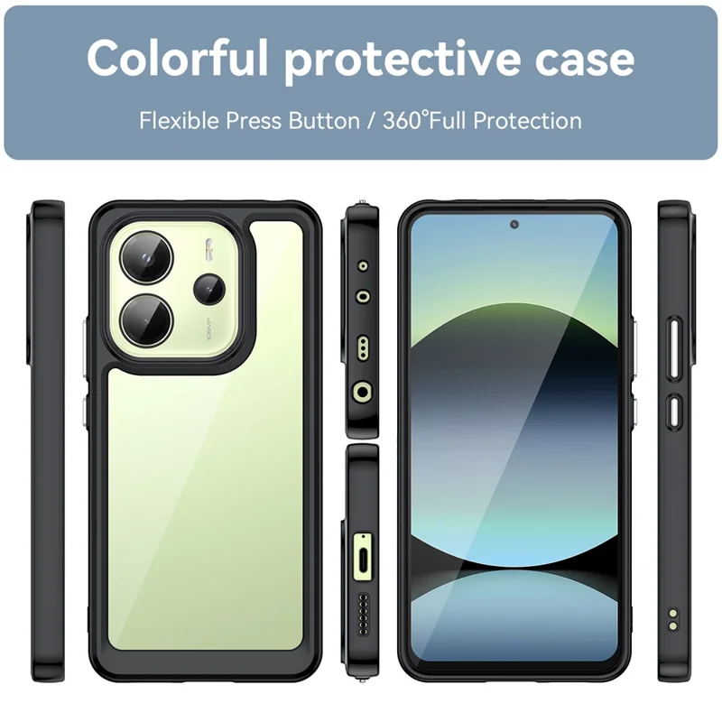 For Xiaomi Redmi Note 14 4G (164.84mm) Case TPU + Acrylic Protective Clear Phone Cover - Black