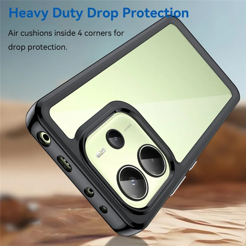 For Xiaomi Redmi Note 14 4G (164.84mm) Case TPU + Acrylic Protective Clear Phone Cover - Black