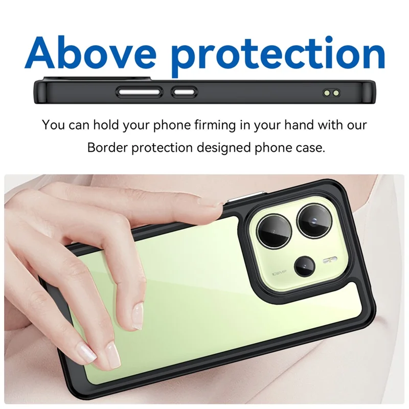 For Xiaomi Redmi Note 14 4G (164.84mm) Case TPU + Acrylic Protective Clear Phone Cover - Black