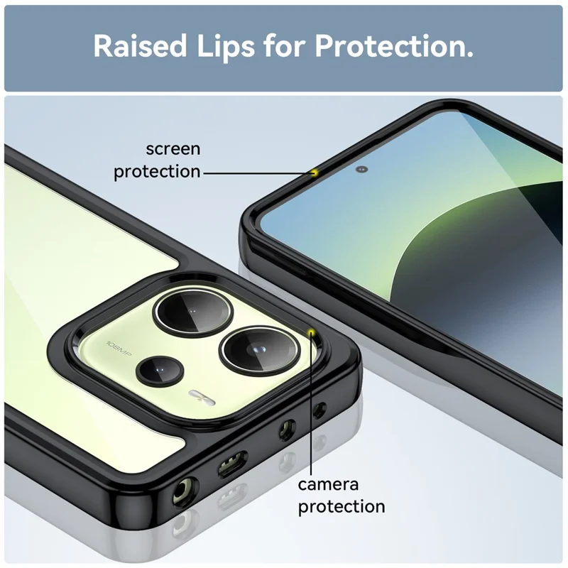 For Xiaomi Redmi Note 14 4G (164.84mm) Case TPU + Acrylic Protective Clear Phone Cover - Black