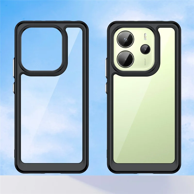 For Xiaomi Redmi Note 14 4G (164.84mm) Case TPU + Acrylic Protective Clear Phone Cover - Black