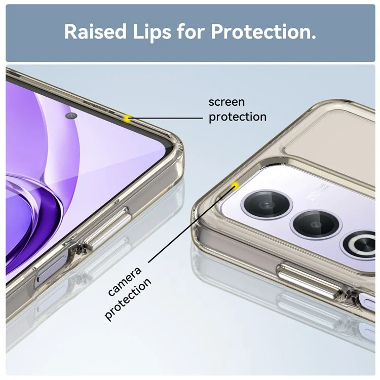 TPU Hülle für Oppo A80 5G / A3x 5G (China) / K12x 5G (Indien) / A3 Vitality Edition (China) / A3 Pro (Global) 5G Smartphone Rückseite - Transparent Grau