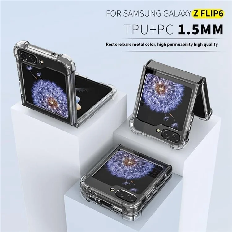 Compra a granel para funda de Samsung Galaxy Z Flip6 5G con esquinas reforzadas TPU + PC de 1,5 mm, anticaídas