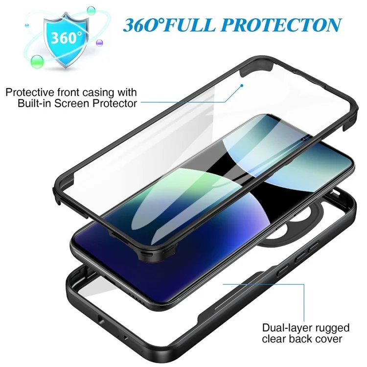 Für Xiaomi Redmi Note 14 Pro 4G Hülle Acryl + TPU Transparente Handyhülle mit PET-Displayschutzfolie - Schwarz