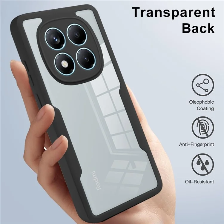 Für Xiaomi Redmi Note 14 Pro 4G Hülle Acryl + TPU Transparente Handyhülle mit PET-Displayschutzfolie - Schwarz
