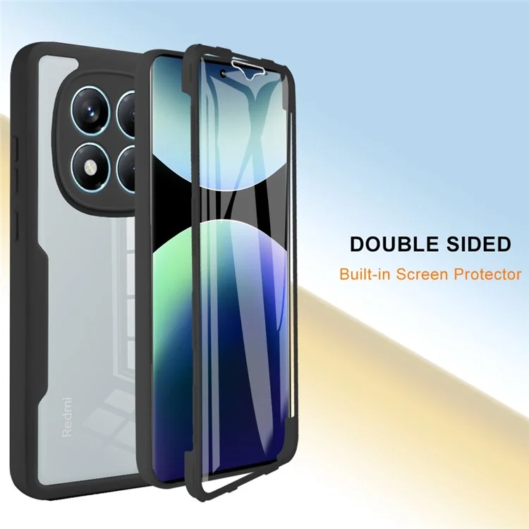 Für Xiaomi Redmi Note 14 Pro 4G Hülle Acryl + TPU Transparente Handyhülle mit PET-Displayschutzfolie - Schwarz