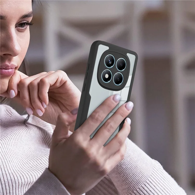 Für Xiaomi Redmi Note 14 Pro 4G Hülle Acryl + TPU Transparente Handyhülle mit PET-Displayschutzfolie - Schwarz