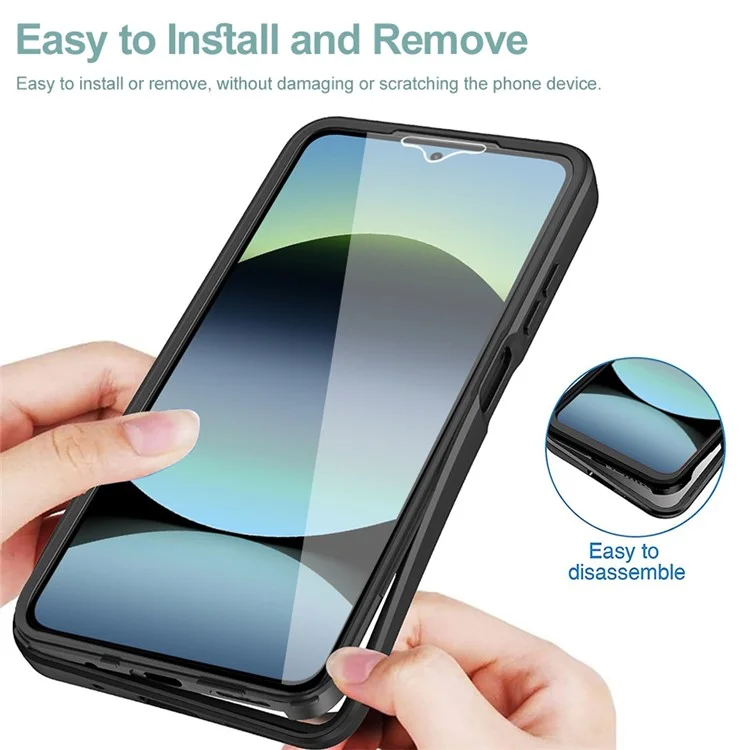 Für Xiaomi Redmi Note 14 5G Hülle Acryl + TPU Klare Handyhülle mit PET Displayschutzfolie - Schwarz
