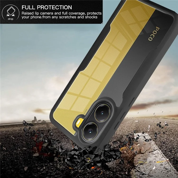 Funda para Xiaomi Poco X7 Pro 5G de Acrílico + TPU Transparente con Película Protectora de Pantalla PET - Negro