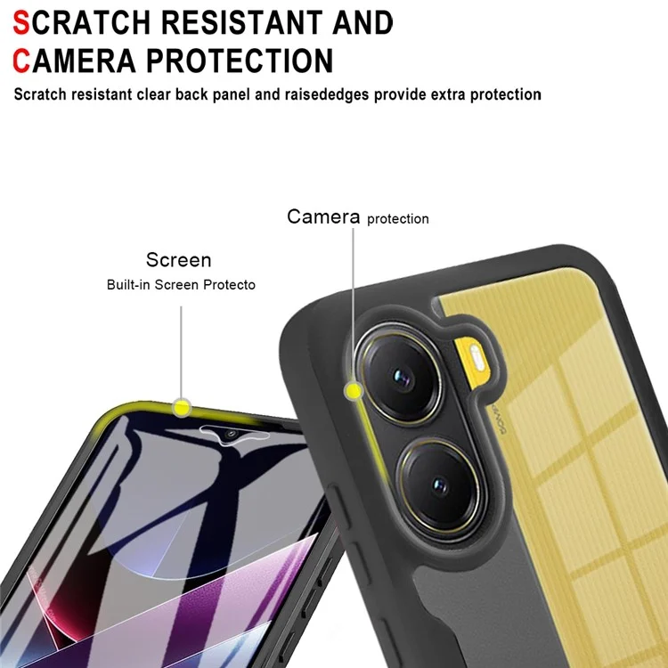 Funda para Xiaomi Poco X7 Pro 5G de Acrílico + TPU Transparente con Película Protectora de Pantalla PET - Negro